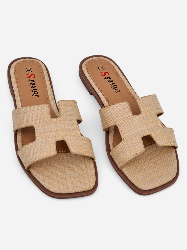 Letizia women's beige sandals comfortable flat ecological leather summer