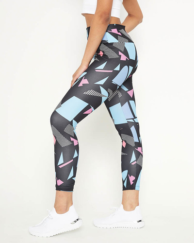 Blue patterned high waisted leggings - Clothing