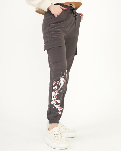 Women's cargo pants, gray - Clothing
