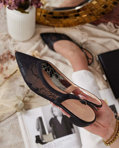 Royalfashion Sieviešu a'la balerīnas sandales ar mežģīnēm Benoce