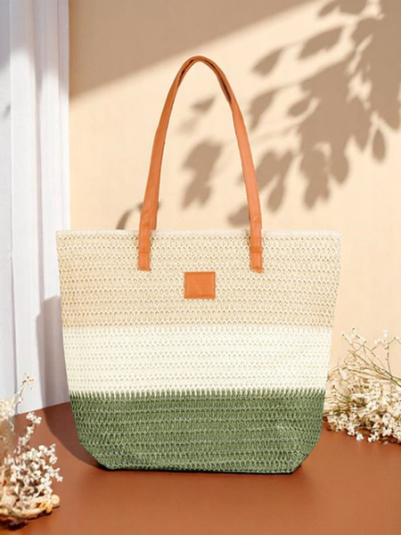 Royal Fashion Large Women's Straw Bag with Bold Stripes