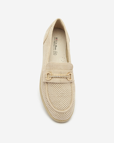 Women's moccasins with ornament in beige Ziragge- Footwear