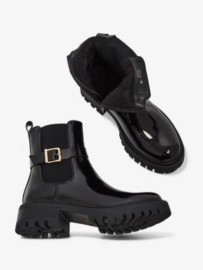 Lakierowane Botki lav damskie eko skórzane Calivi