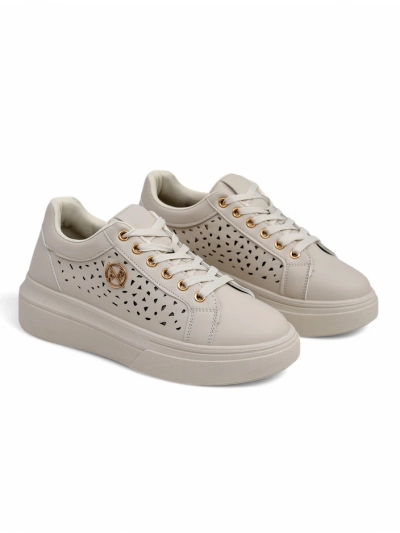 Sneakers da donna Callista beige in ecopelle primavera tacco piatto