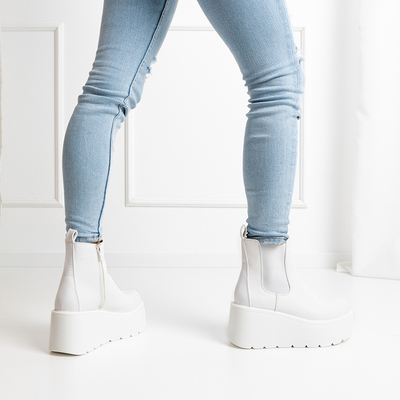 White matte platform boots with elastic insert Xsai- Footwear