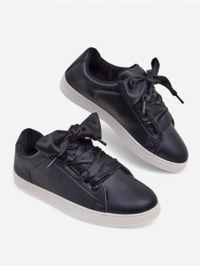 Royalfashion Women's eco-leather sneakers with decorative laces Etti