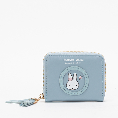 Blue Small Women's Wallet with Bunny and Keyring - Accessories