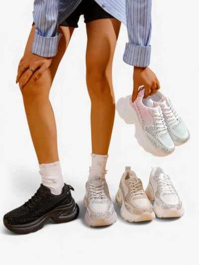 Royalfashion Women's Sports Sneakers with Rhinestones Bloss