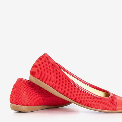 Czerwone baleriny z materiału siatkowego Palmolina - Obuwie
