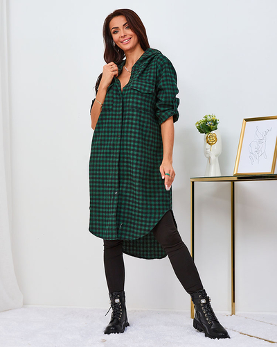 Royalfashion Зеленое женское клетчатое платье