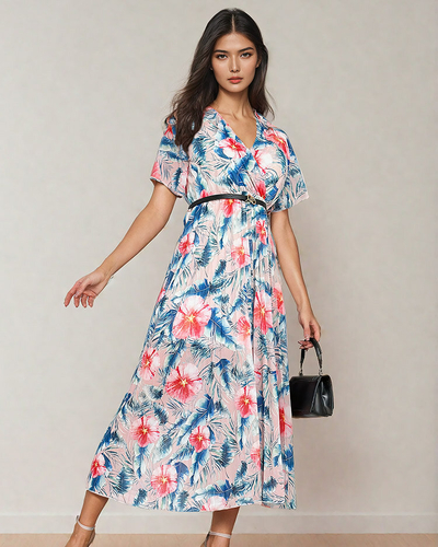 Royalfashion Women's pleated floral midi dress
