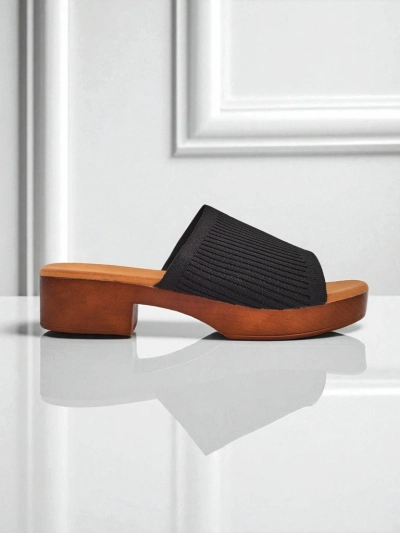 Royalfashion Lavri klapki na niskem obcasie Ribbed Grace