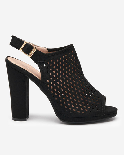 Black women's openwork sandals on a post Melliani - Footwear