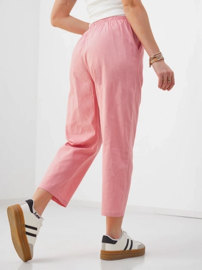 Royalfashion Sieviešu kokvilnas platās bikses ar saitēm