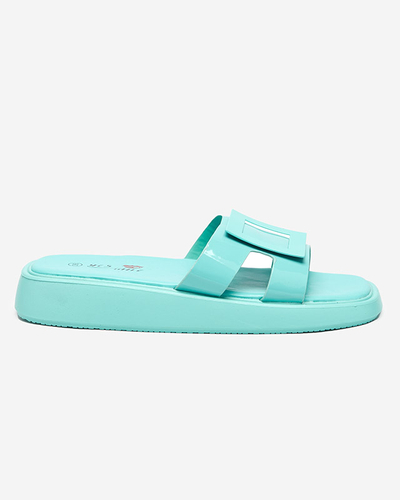 Women's mint slippers with Zegor ornament - Footwear
