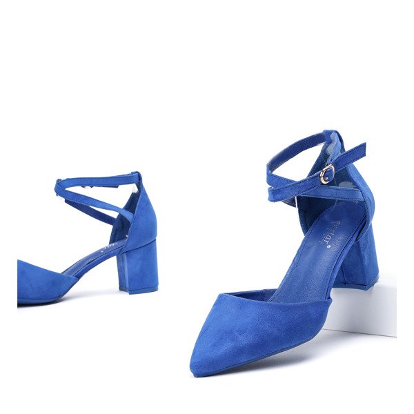 Blue pumps on the low post Blue Rose - Footwear 1