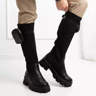OUTLET Women's black mid-calf boots Firefox- Footwear