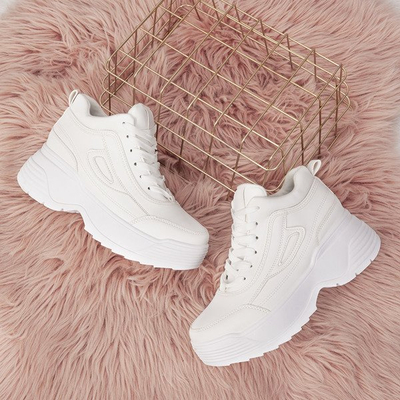 Białe buty sportowe na grubej podeszwie American - Obuwie