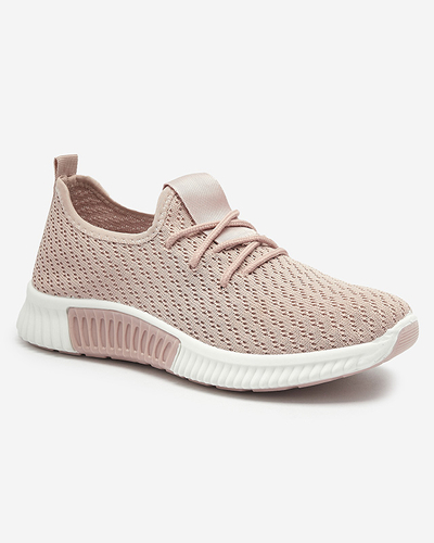 Pink women's fabric sports shoes Vobbu- Footwear