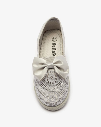 Girls' gray slip on sneakers with bow Sweet Time - Footwear