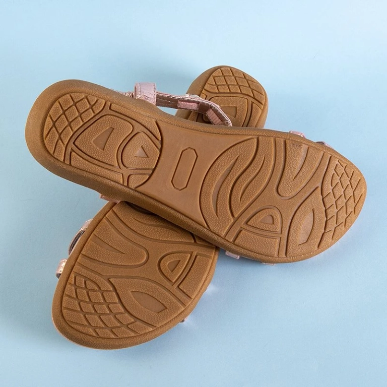 OUTLET Pink women's sandals with Blora ornaments - Footwear