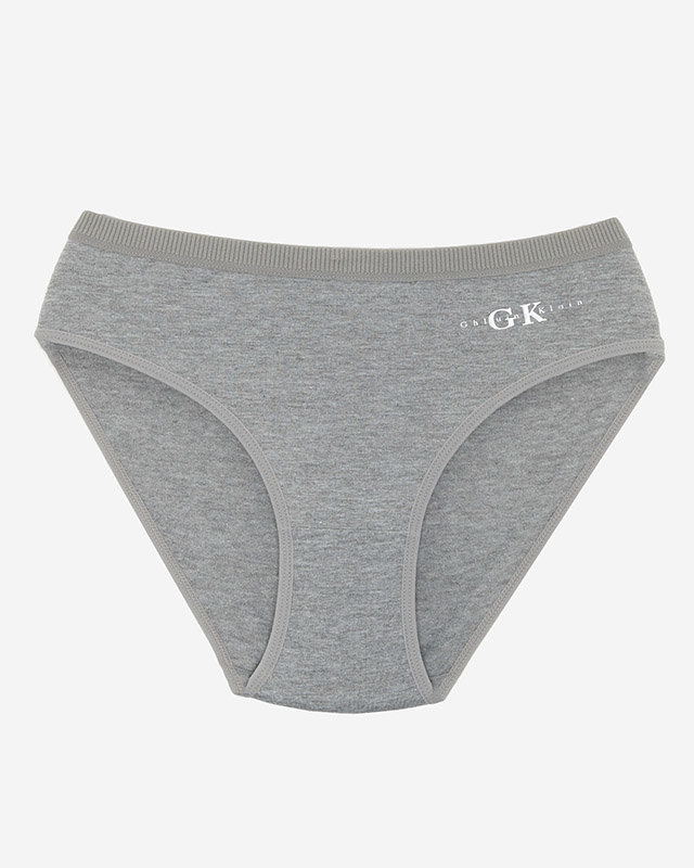 Gray cotton women's briefs with inscription - Underwear