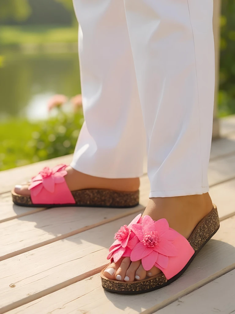 Royalfashion Sieviešu slaidi ar ziediem Foules