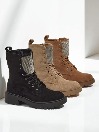 Eco-Suede Lace-Up Women's Ankle Boots Ferlyne