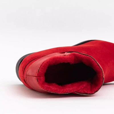 OUTLET Red ankle boots a'la cowboy wedge Nastu - Shoes