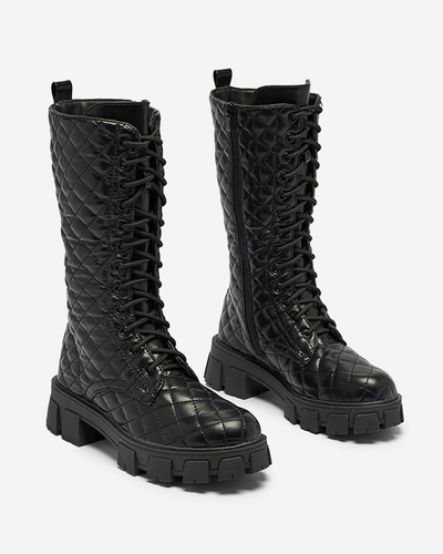 Black low boots with quilted upper Tepano - Footwear