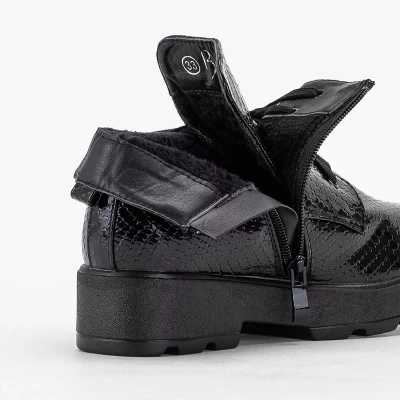 OUTLET Black children's boots with embossing and binding Alamai - Footwear