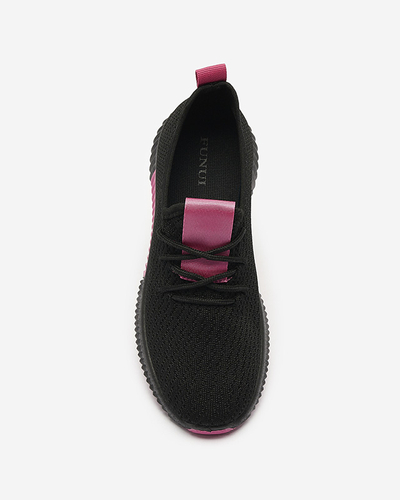 Black women's sports shoes with fuchsia inserts Keteti - Footwear