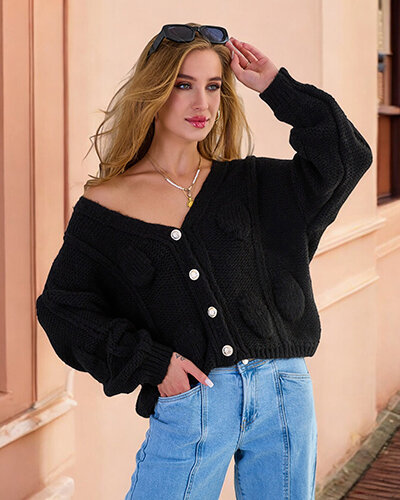 Royalfashion Women's knitted sweater with buttons