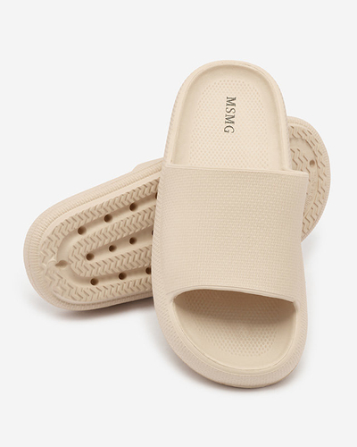 Royalfashion Women's rubber flip-flops with embossing in khaki Okeris