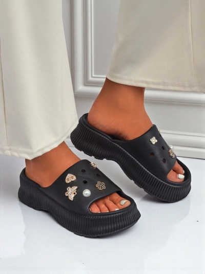 Royalfashion sieviešu gumijas čības ar Slash Glam dekorācijām