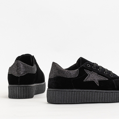 Black Estreni Women's Velor Sneakers - Footwear