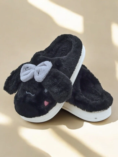 Royalfashion Women's fur slippers with a bow Savos
