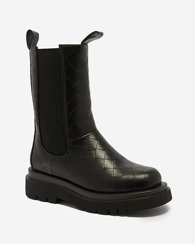 Black women's boots with embossing Ahetto- Footwear