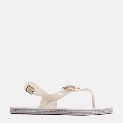 OUTLET Women's white sandals a'la flip-flops with a Porto flower - Footwear