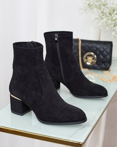 Royalfashion Black women's low stiletto boots Rejerra