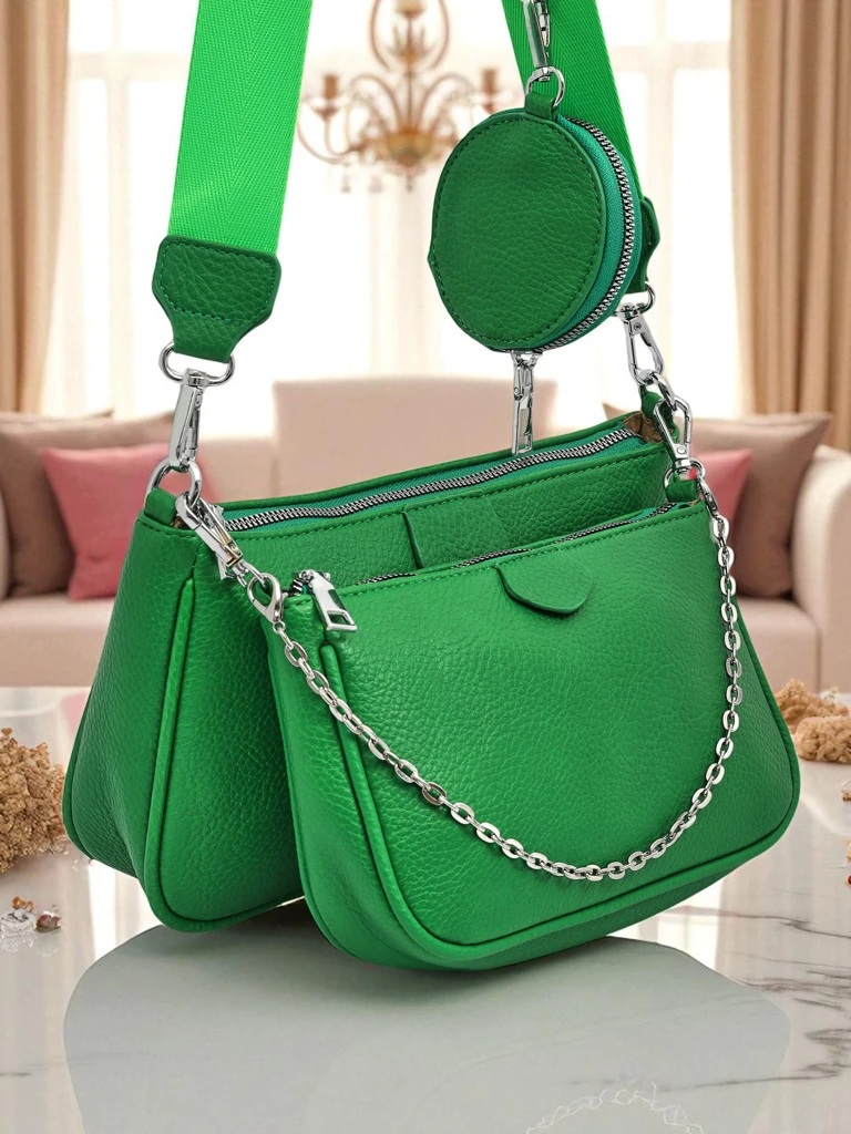 Pola Verde Women's Handbag – green, eco-leather, 3in1, stylish