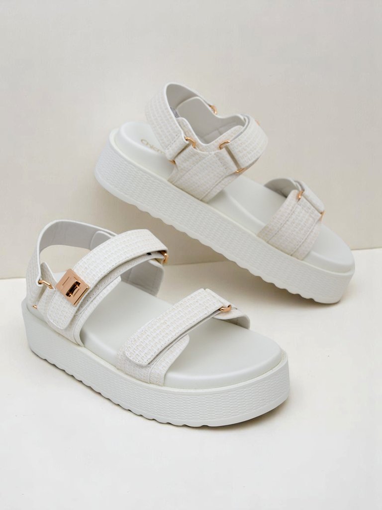 Royalfashion Kallisto – White women's platform sandals, ecological leather