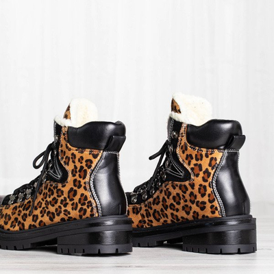 Leopard print boots insulated with Dori sheepskin coat - Footwear