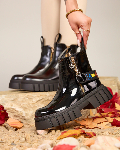 Royalfashion Black women's patent leather boots Ceriop