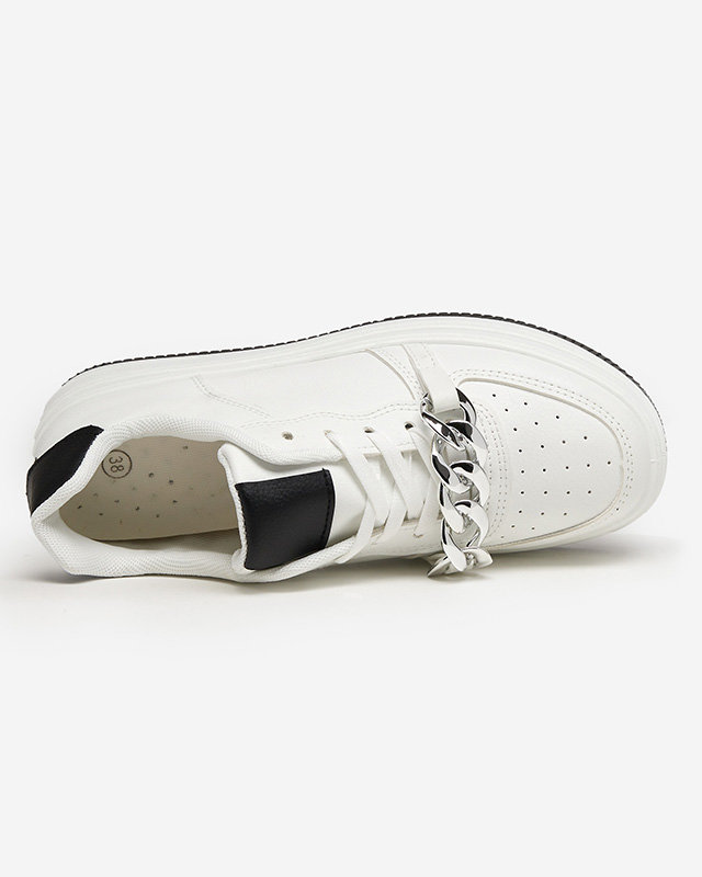 Black and white sports shoes for women sneakers with a chain Nevito - Footwear