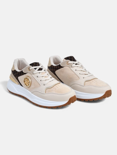Women's beige Calista Verona sneakers on a flat heel - eco leather 4 cm