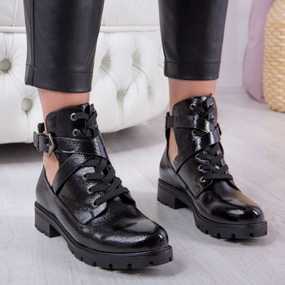 Black varnished ankle boots Ivone - Shoes 1