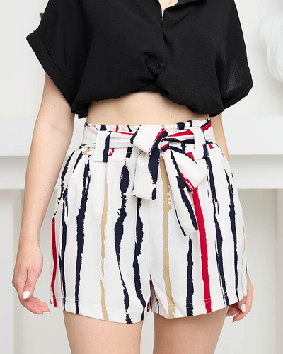 Women's white striped fabric shorts - Clothing