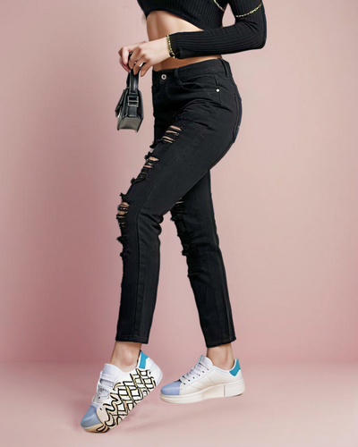 Royalfashion Women's straight jeans with rubbing