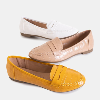 Белые женские лоферы с тиснением Satoko